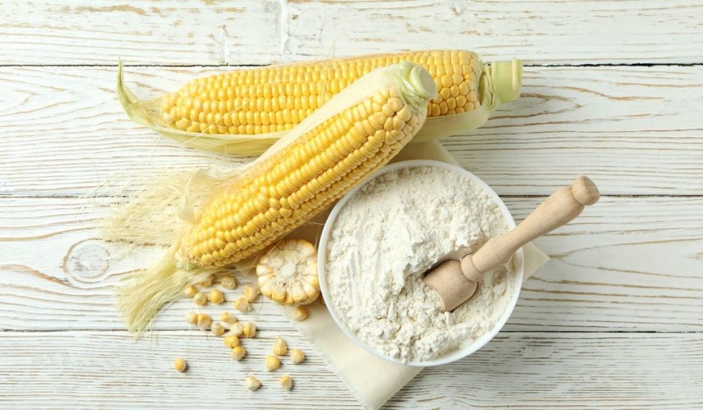 corn and flour on a wooden table - ee220330