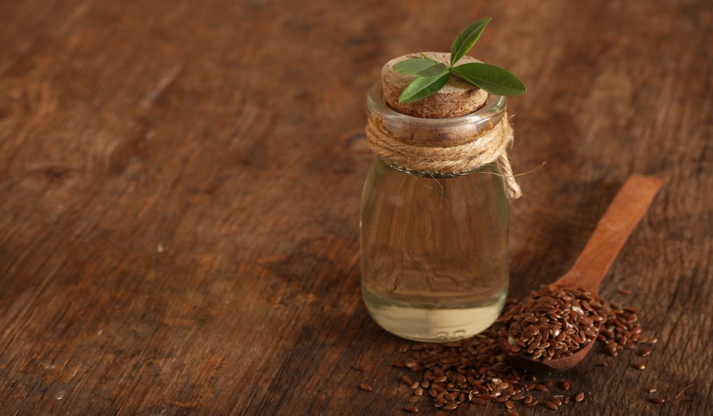 flaxseed oil in a cute small bottle 