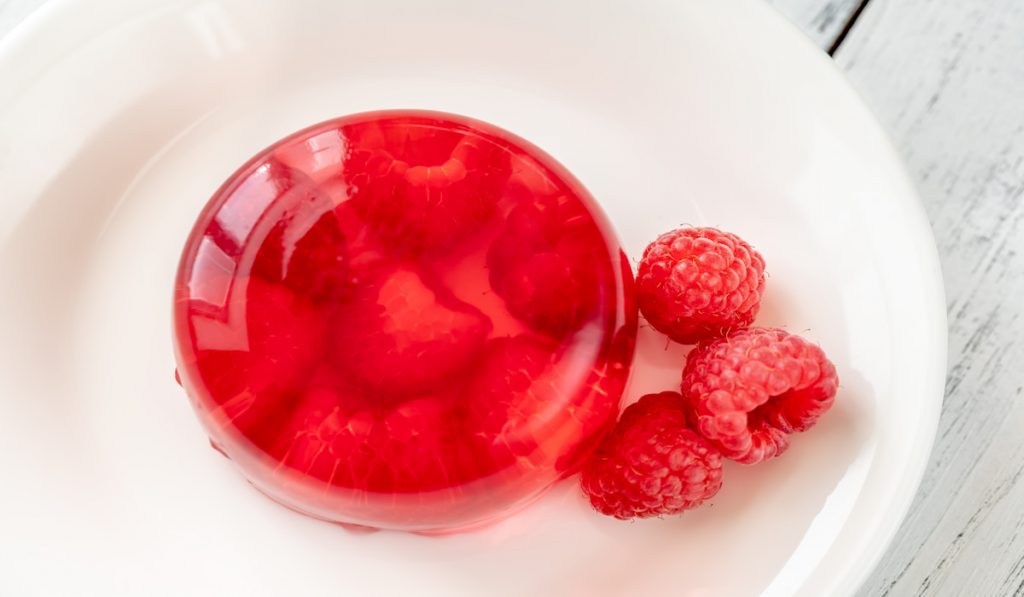 jello with whole raspberry inside