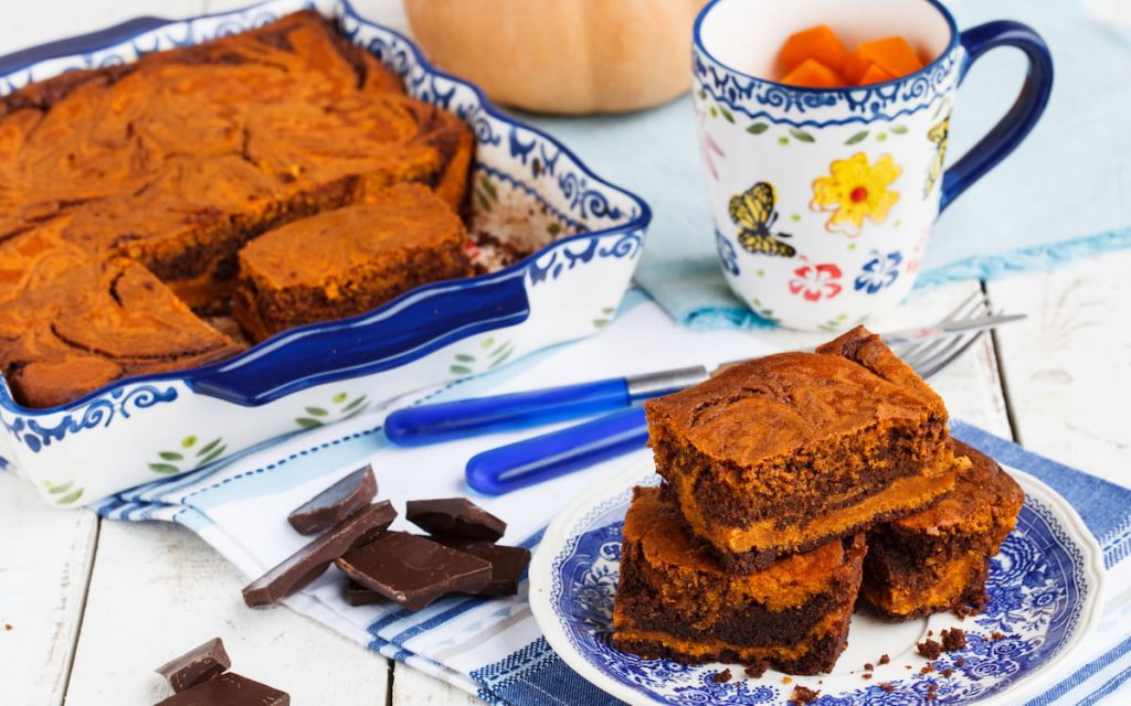 pumpkin or butternut brownies with chocolates