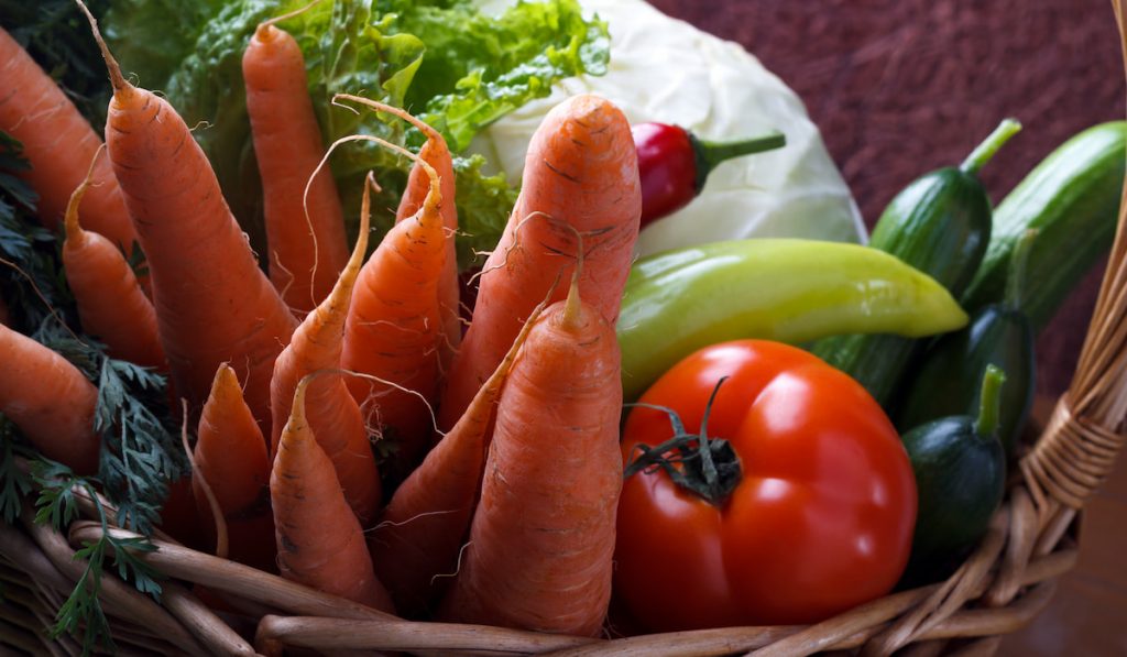 Basket with different vegetables 