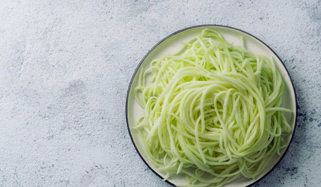 Zucchini noodles on plate